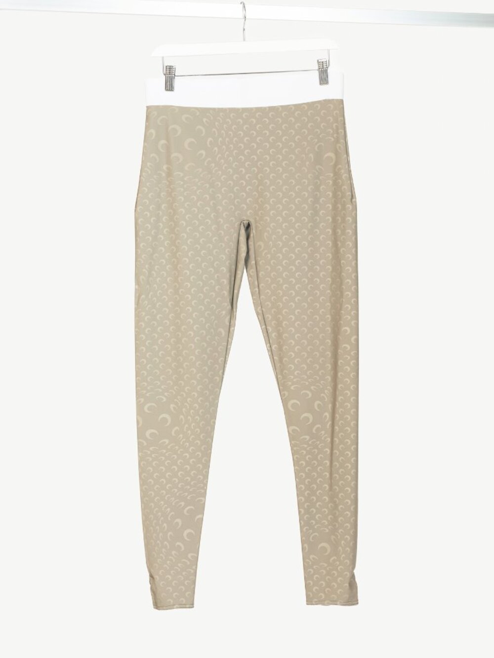 Marine Serre White Line FW20 Taupe Reflective Moon-Print Stirrup Leggings